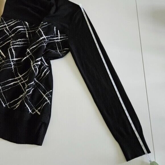 Leo & Ugo Sweater Womens L Black Argyle LS Cowl Neck Goth Boho Whimsigoth Y2K - Picture 6 of 13